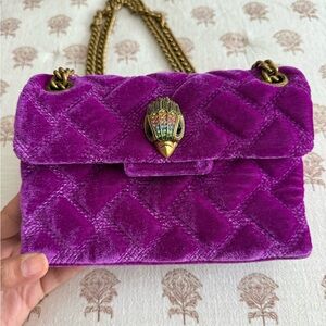 Kurt Geiger Purple Quilted Shoulder Bag with Gold Chain